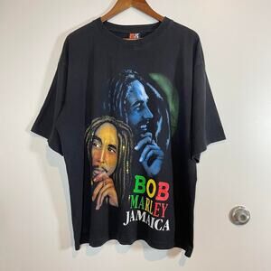 Bob Marley Jamaica Reggae Music Cotton XL Double Sided Graphic T-shirt